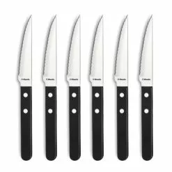 Coffret 6 Couteaux Steak Pizza Noir 21,5 Cm Amefa