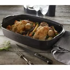 Plat à Four Rectangulaire En Céramique 36 X 22,5 Cm Fusain Emile Henry -Moulin Soldes Boutique plat a four rectangulaire fusain 36 x 23cm emile henry 2